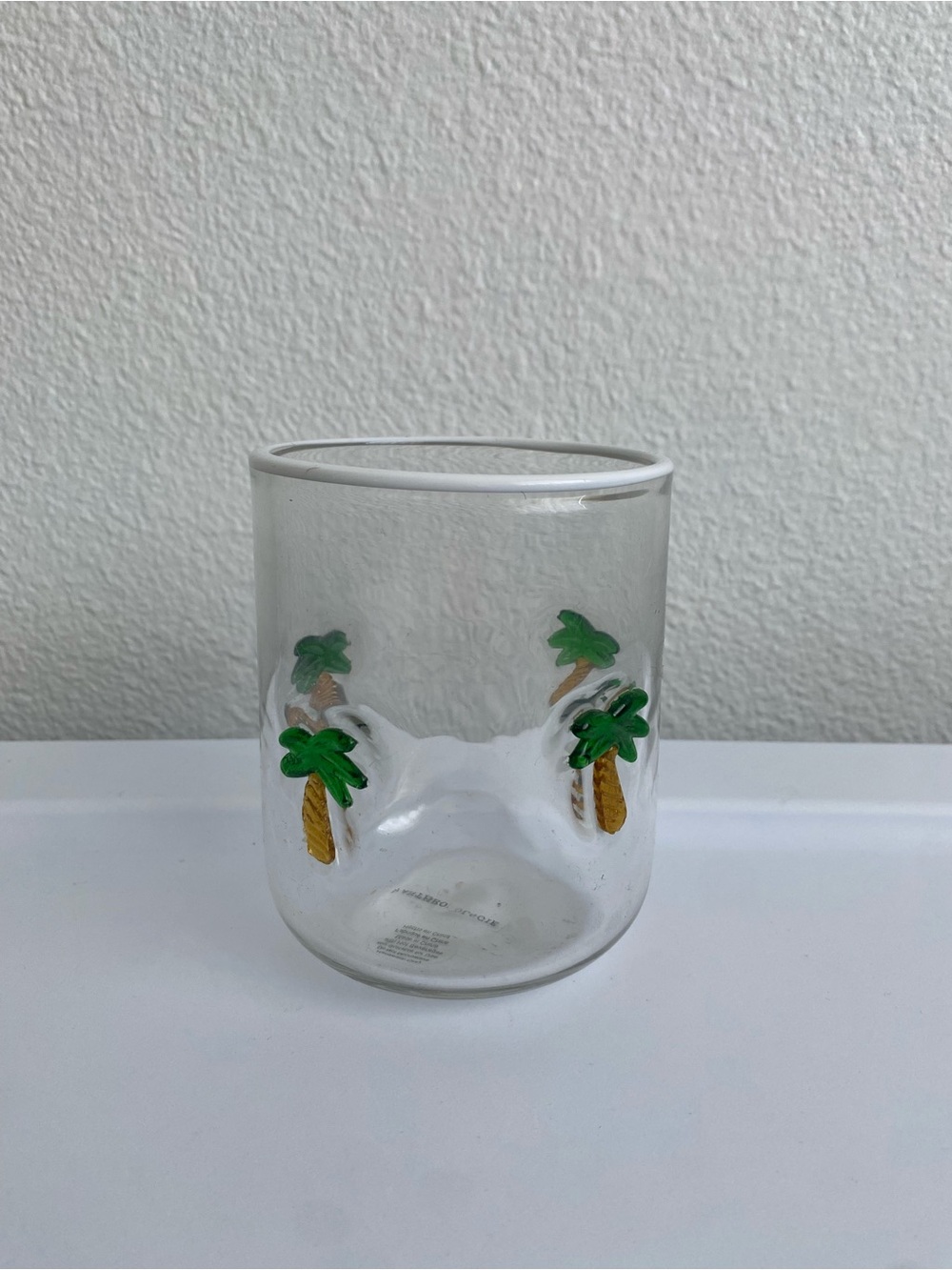 Anthropologie palm trees juice glass